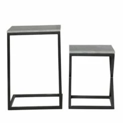Olivia & May Set of 2 Marble and Metal Nesting Tables Black - Olivia & May -Side Tables Sales unnamed file 241