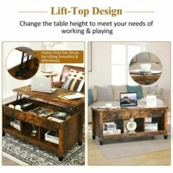 Costway Lift Top Coffee Table w/ Hidden Compartment and Storage Shelves Coffee -Side Tables Sales unnamed file 2454