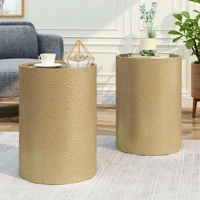2pk Brookhaven Modern Round Accent Table - Christopher Knight Home Gold 3 2pk Brookhaven Modern Round Accent Table - Christopher Knight Home Gold