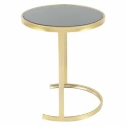 Metal and Glass (Set of 3) Round Nesting Tables Gold - Olivia & May
