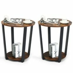 Costway Set of 2 Industrial End Table Metal Frame w/ Shelf -Side Tables Sales unnamed file 2528