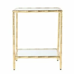 Stefall Glass Top Accent Table Gold - Aiden Lane