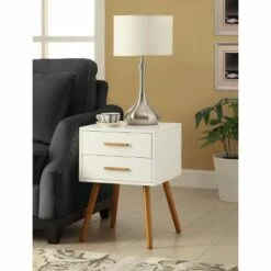 Oslo 2 Drawer End Table White - Breighton Home