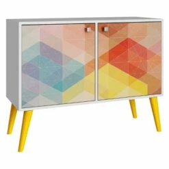 Avesta 2.0 Double Side Table - Manhattan Comfort White/yellow -Side Tables Sales unnamed file 2591