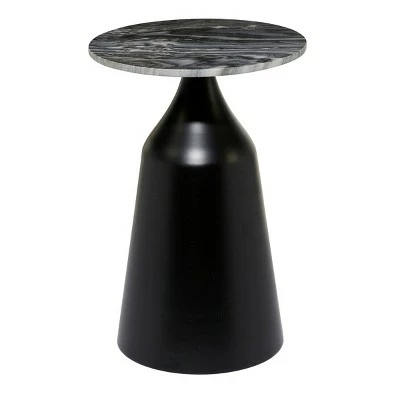 Contemporary Marble Drum Accent Table - Olivia & May Charcoal Gray 5 Contemporary Marble Drum Accent Table - Olivia & May Charcoal Gray - Image 3