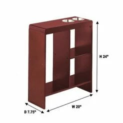 The Lakeside Collection Lakeside Slim End Table with Drink Holders and Built-in Shelving