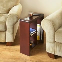 The Lakeside Collection Lakeside Slim End Table with Drink Holders and Built-in Shelving -Side Tables Sales unnamed file 2663