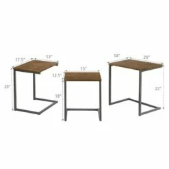 Costway 3 Pcs Nesting Coffee End Table Set Stacking Side Nightstand Living Room Office