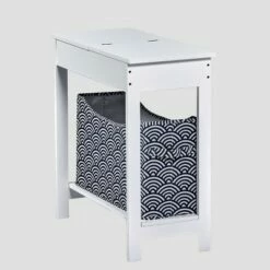 The Lakeside Collection Lakeside Side Table with Fashion Print Storage Bin - Wood with Fabric Basket -Side Tables Sales unnamed file 2702