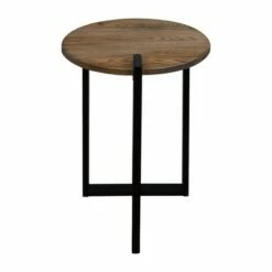 Contemporary Round End Table Gray/Black - Flora Home