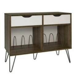 Concord Turntable Stand with Drawers - Novogratz Brown Oak -Side Tables Sales unnamed file 2756