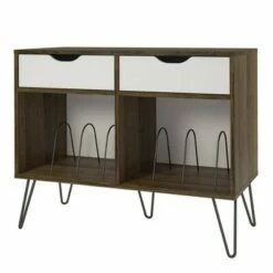 Concord Turntable Stand with Drawers - Novogratz Brown Oak -Side Tables Sales unnamed file 2757