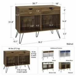 Concord Turntable Stand with Drawers - Novogratz Brown Oak -Side Tables Sales unnamed file 2761