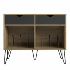 Concord Turntable Stand with Drawers - Novogratz Brown Oak -Side Tables Sales unnamed file 2765