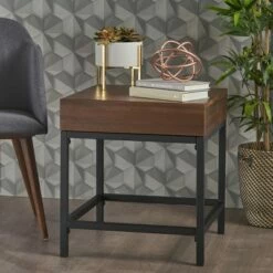 Ebany Industrial Side Table Dark Oak - Christopher Knight Home