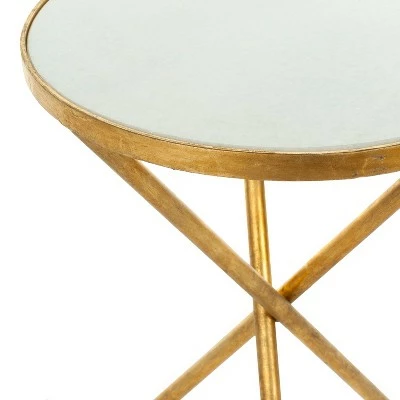 Marcie Gold Foil Round Top Accent Table - Gold/White Granite - Safavieh 4 Marcie Gold Foil Round Top Accent Table - Gold/White Granite - Safavieh - Image 2