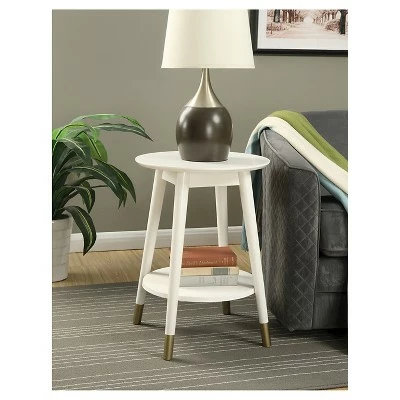 Wilson Mid-Century Modern Round End Table with Bottom Shelf White - Breighton Home 4 Wilson Mid-Century Modern Round End Table with Bottom Shelf White - Breighton Home - Image 2