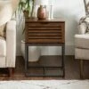 Visconti Boho Slat Pull Down Door Side Table - Saracina Home English Oak -Side Tables Sales unnamed file 2826