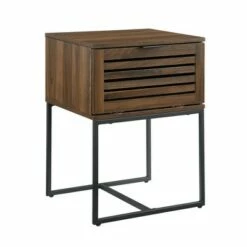 Visconti Boho Slat Pull Down Door Side Table - Saracina Home English Oak -Side Tables Sales unnamed file 2828