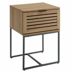 Visconti Boho Slat Pull Down Door Side Table - Saracina Home English Oak -Side Tables Sales unnamed file 2838