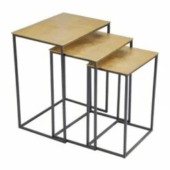 Set of 3 Glam Aluminum Accent Tables - Olivia & May Black/ Gold -Side Tables Sales unnamed file 286