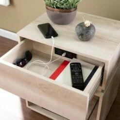 Gelday Side Table with Charging Station Whitewashed Oak - Aiden Lane -Side Tables Sales unnamed file 2861