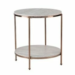 Sula Round Faux Stone End Table - Aiden Lane Champagne -Side Tables Sales unnamed file 2883