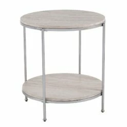 Sula Round Faux Stone End Table - Aiden Lane Champagne -Side Tables Sales unnamed file 2884