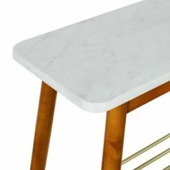 Mid-Century Modern Side Table with Lower Storage Rack - Saracina Home White/dark Brown Oak -Side Tables Sales unnamed file 2896