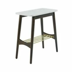 Mid-Century Modern Side Table with Lower Storage Rack - Saracina Home White/dark Brown Oak -Side Tables Sales unnamed file 2898