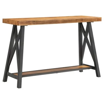 Lanshire Rustic Industrial Metal & Wood End, Console & Cocktail Table Set - Oak - Inspire Q 5 Lanshire Rustic Industrial Metal & Wood End, Console & Cocktail Table Set - Oak - Inspire Q - Image 3