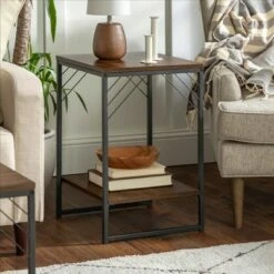 Middleford Urban Industrial Metal Accent Side Table - Saracina Home Rustic Oak -Side Tables Sales unnamed file 2924