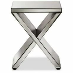 Morris Modern and Contemporary Hollywood Regency Glamour Style Accent Side Table - Silver - Baxton Studio