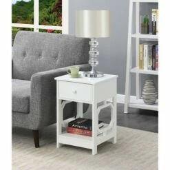 Omega 1 Drawer End Table - Breighton Home White