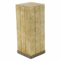 Wood (Set of 3) Square Pedestal Accent Tables Natural - Olivia & May