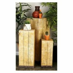 Wood (Set of 3) Square Pedestal Accent Tables Natural - Olivia & May -Side Tables Sales unnamed file 2971