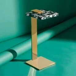 Mars Acrylic Drink Table White/Black/Brass - Safavieh