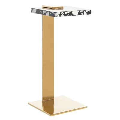 Mars Acrylic Drink Table White/Black/Brass - Safavieh 4 Mars Acrylic Drink Table White/Black/Brass - Safavieh - Image 2