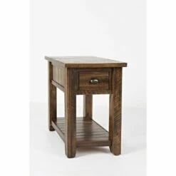 Wooden One Drawer Chairside Table - Benzara White
