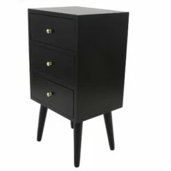 Decor Therapy Mid Century Three Drawer Wood Side Table - Black - Décor Therapy