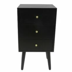 Decor Therapy Mid Century Three Drawer Wood Side Table - Black - Décor Therapy -Side Tables Sales unnamed file 3072