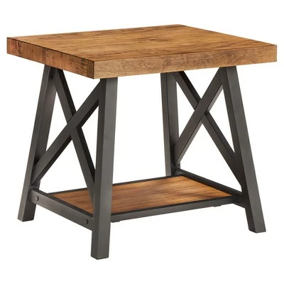 Lanshire Rustic Industrial Metal & Wood End & Cocktail Table Set - Inspire Q Gray 3 Lanshire Rustic Industrial Metal & Wood End & Cocktail Table Set - Inspire Q Gray
