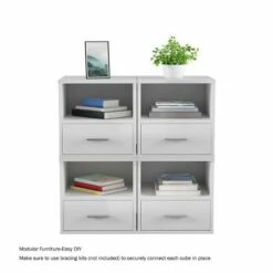 Hastings Home Cube End Table with Drawer, White -Side Tables Sales unnamed file 3123