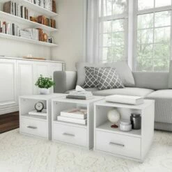 Hastings Home Cube End Table with Drawer, White -Side Tables Sales unnamed file 3125