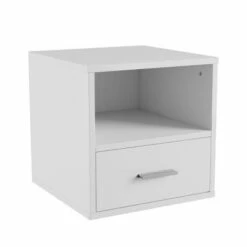 Hastings Home Cube End Table with Drawer, White -Side Tables Sales unnamed file 3126