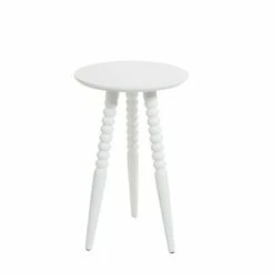 Round Accent Table with Turned Legs - Silverwood White -Side Tables Sales unnamed file 3147