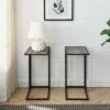 Set of 2 Arja Modern Glam Rectangular C Tables - Saracina Home Mocha/black
