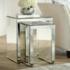 Studio 55D Modern Mirrored Rectangular Nesting Tables Set of 2 Silver Beveled Mirror Living Room Bedroom Bedside Entryway House -Side Tables Sales unnamed file 3194