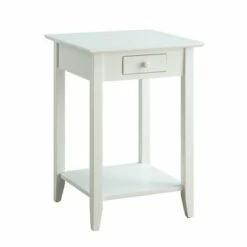 American Heritage End Table with Drawer Shelf - Breighton Home White -Side Tables Sales unnamed file 3220