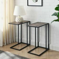 Set of 2 Arja Modern Glam Rectangular C Tables - Saracina Home Mocha/black -Side Tables Sales unnamed file 325